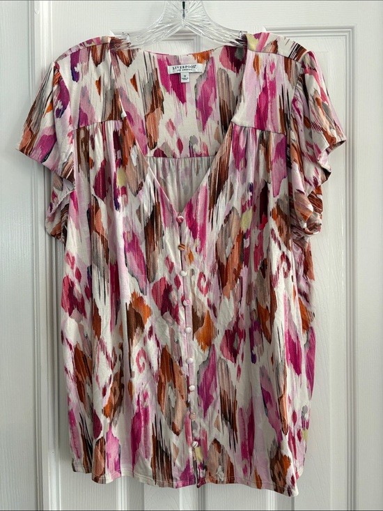 Liverpool Tops - Liverpool Los Angeles Colorful Pink Rayon Spandex Blouse Women’s Plus Size 1X